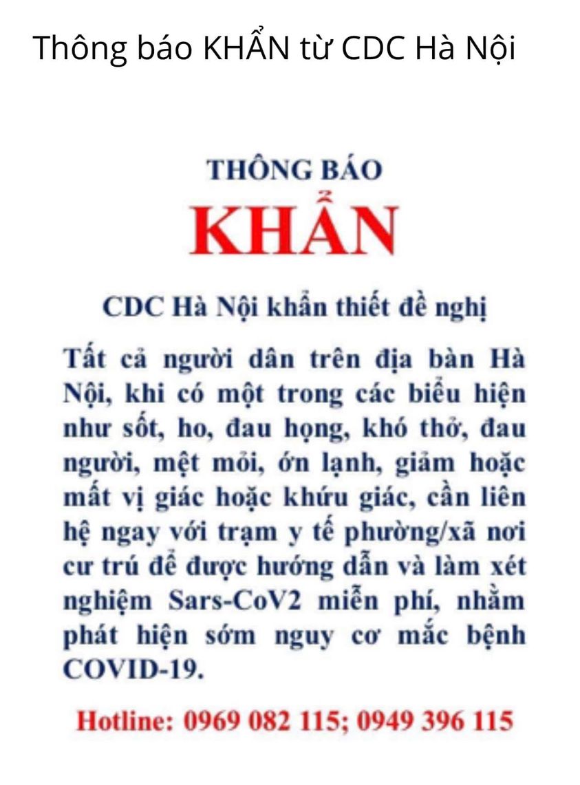 Thông báo khẩn thể hiện sự nguy hiểm của Covid